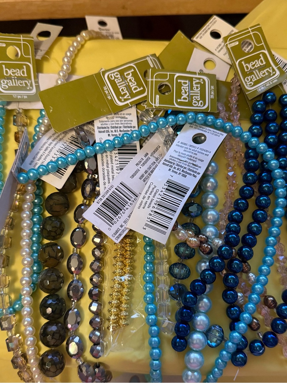 Gallery Turquoise, Light Blue and Navy Pearl Bead Strands